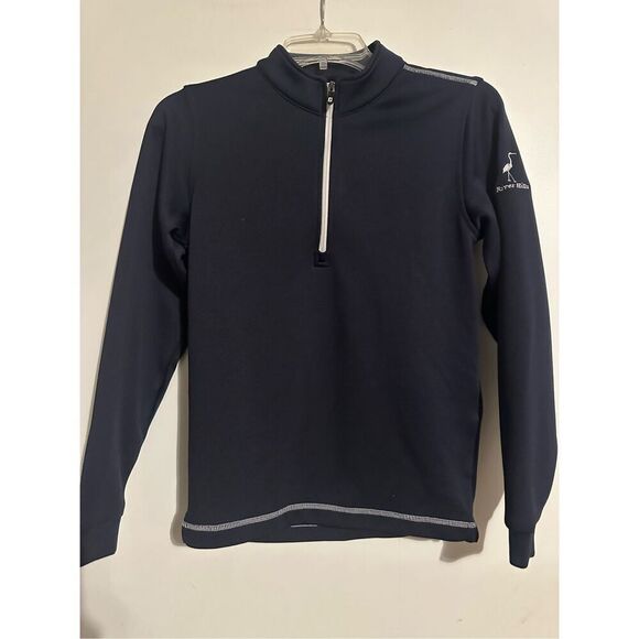 FootJoy Junior Boy's Half Zip Mid Layer Golf Pullover Navy Blue Medium Golf - Picture 1 of 5